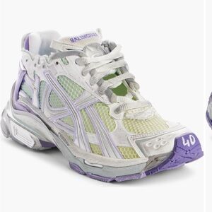 Balenciaga Women's White, Green, and Purple Sneakers